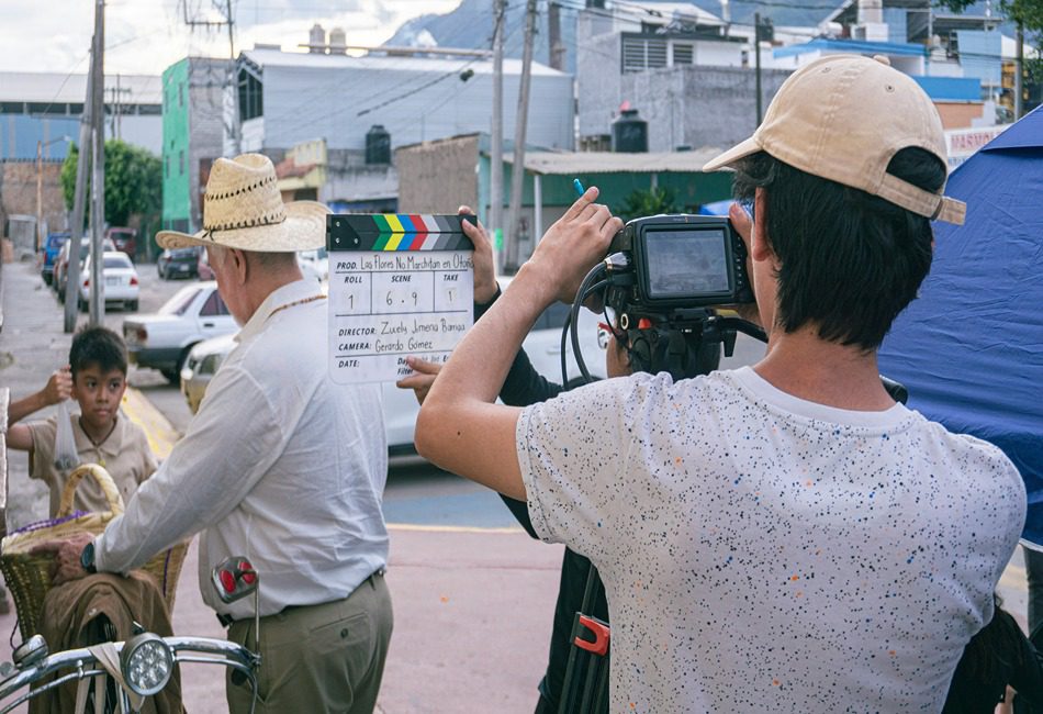 Filming a movie scene