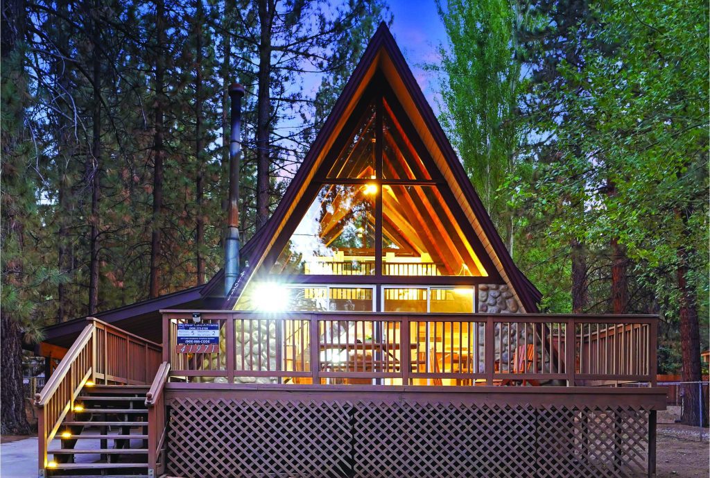 Big Bear Lake A Frame vacation rental home. Photo credit Visit Big Bear Facebook